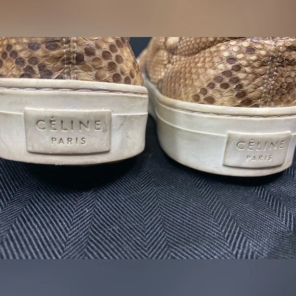 Celine Python Snakeskin Slip-on Sneakers Skater Almond Toe - Picture 7 of 14